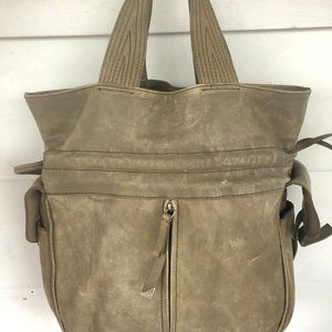 F. Biasia green gray drawstring purse